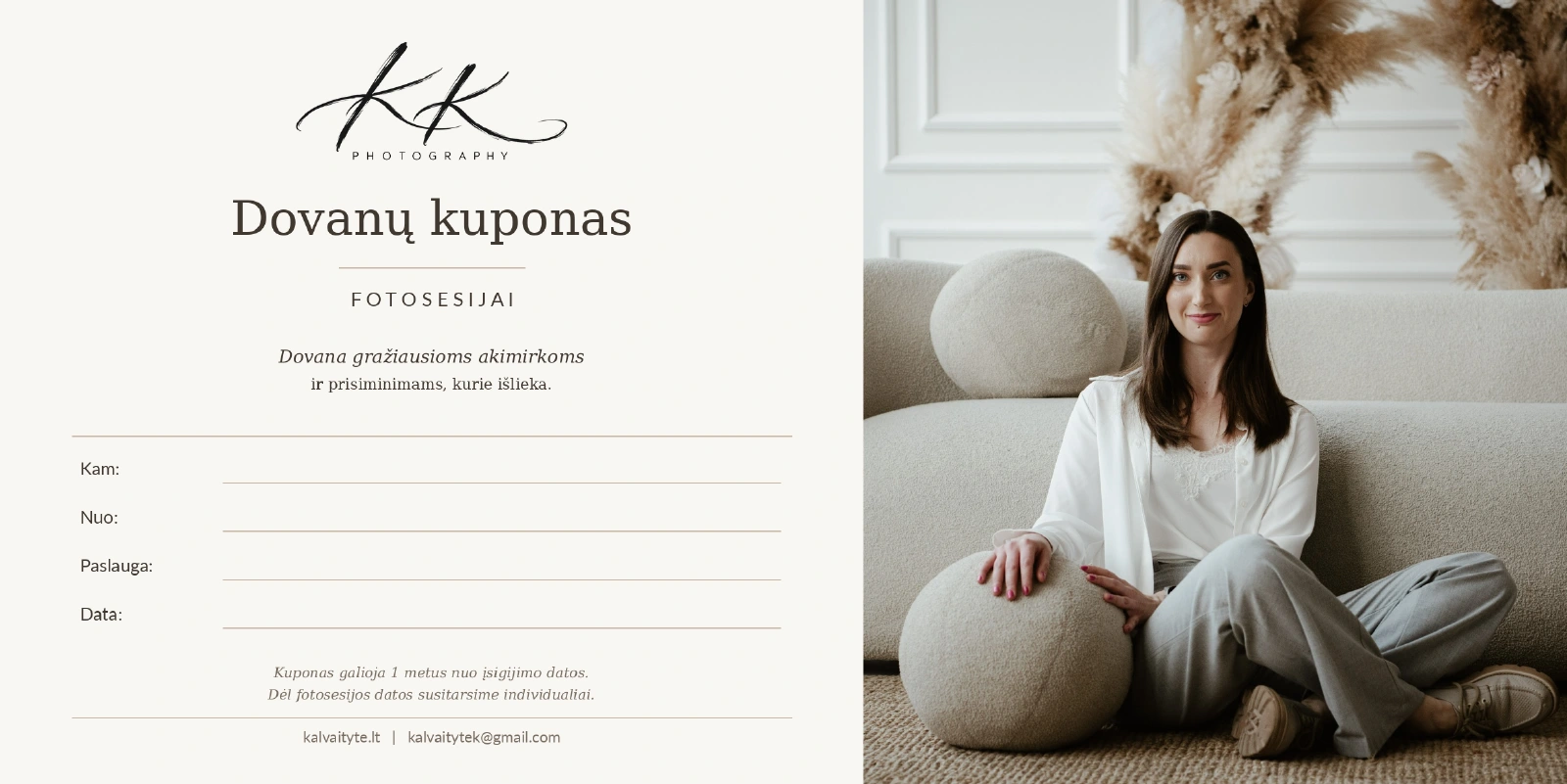 KK photography dovanų kuponas fotosesijai